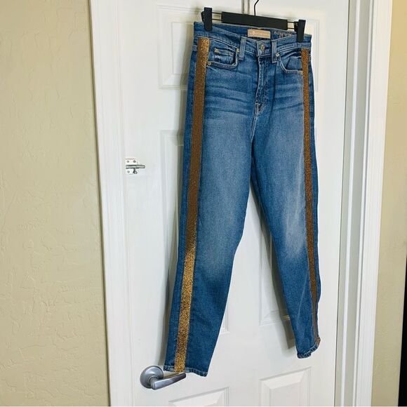 7 For All Mankind Luxe High Waist Ankle Skinny Jeans Size 26 - Picture 5 of 11
